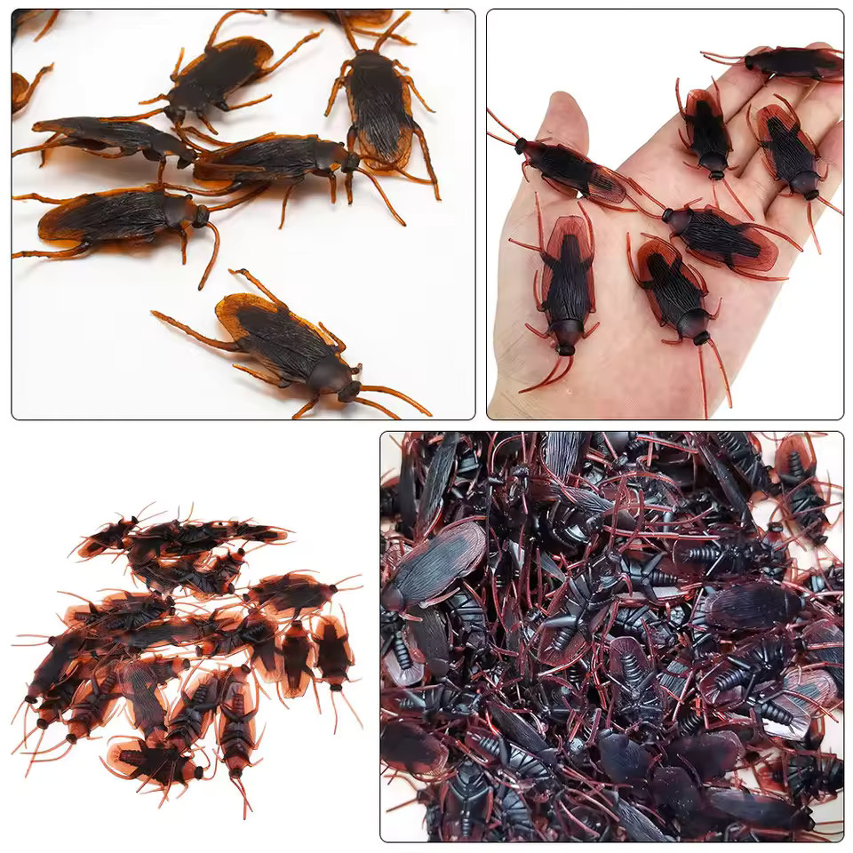 40PCS Realistic Fake Cockroaches – Scary Prank Props for Halloween Party Decor