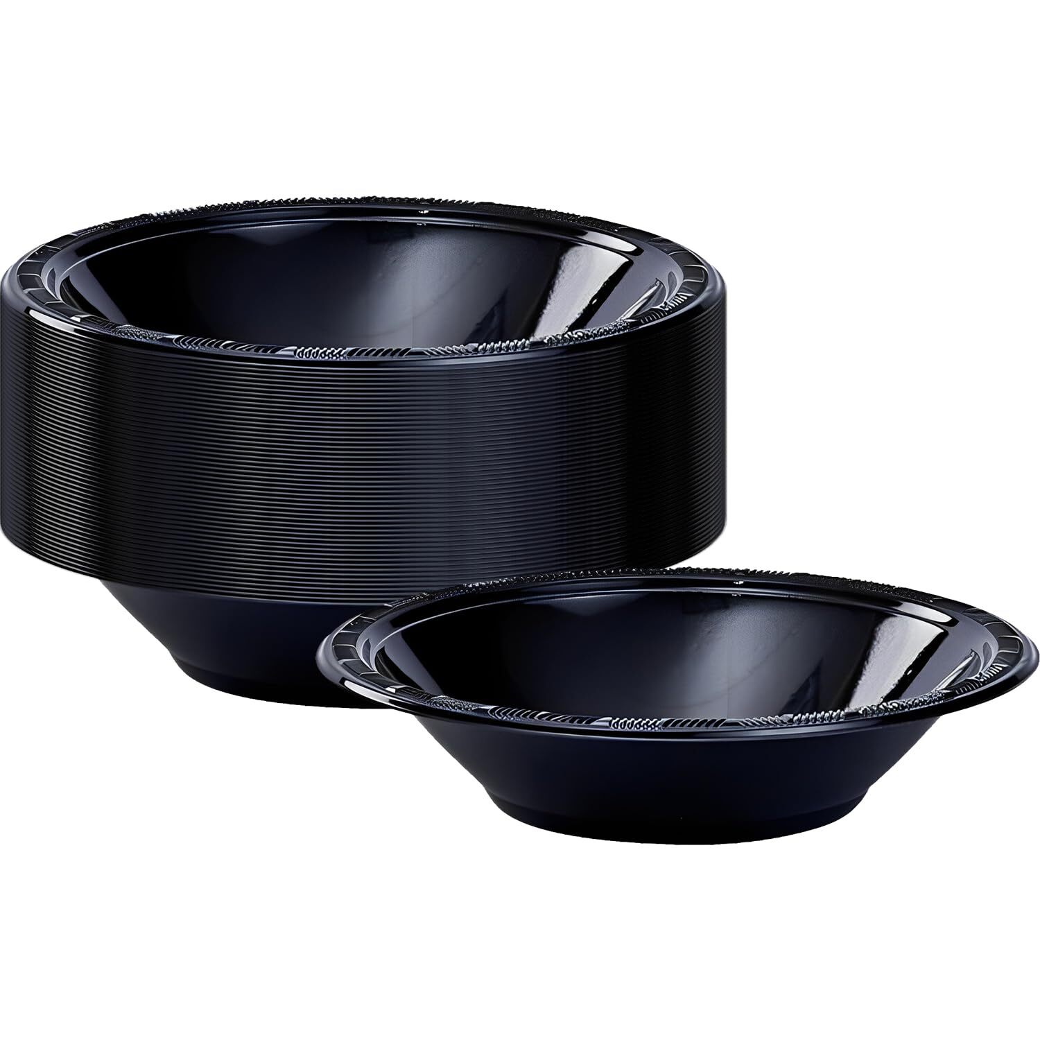 15 Oz Black Plastic Bowl Durable Stylish Reusable Perfect for Parties Events