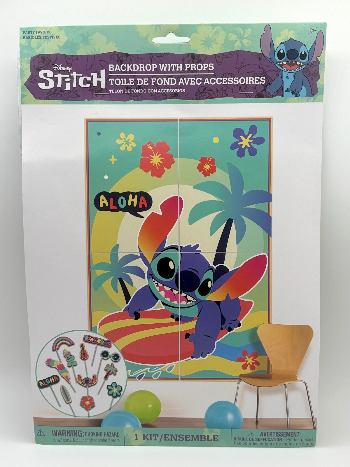 Stitch Photo Booth Kit Aloha Plastic & Cardstock 4.9ft x 5.4ft Disney Lilo Props