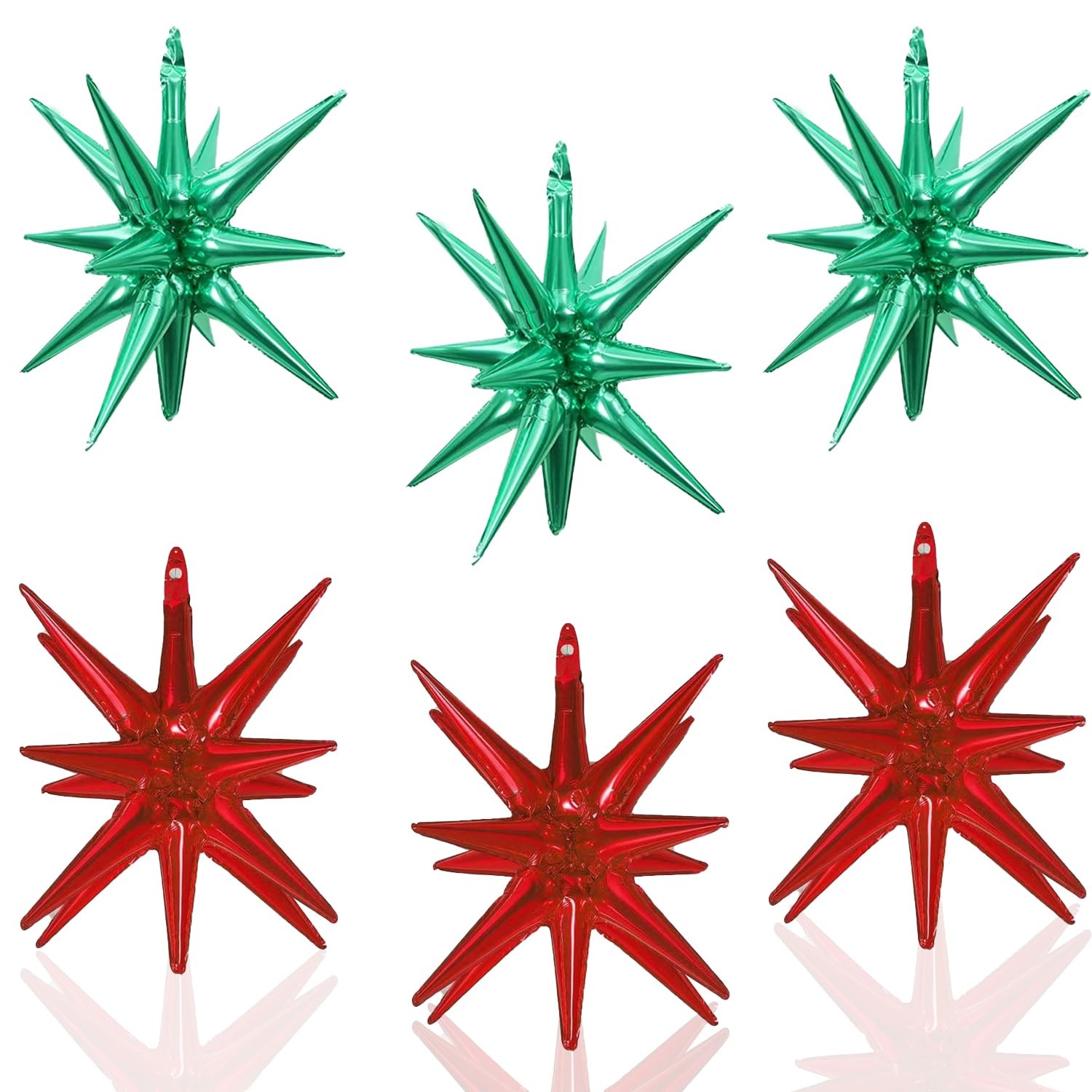 6 Pcs Star Foil Balloons OnePiece 14Pointed Star Balloon 4D Starburst Cone My…