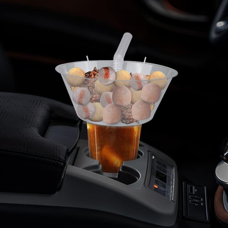 Snack and Drink Cup, 30 Sets Disposable Plastic Cup with Snack Bowl on Top