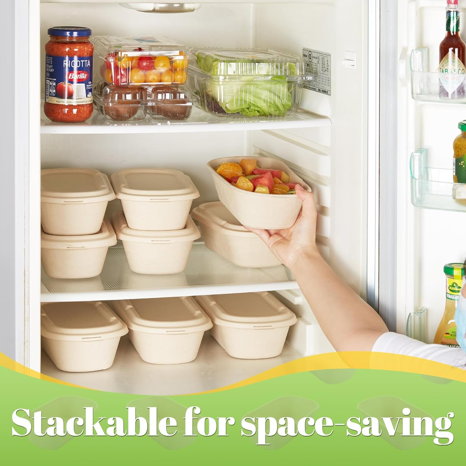 [100% Eco-Friendly] 34 Oz Disposable Food Containers with Lids – Sugarcane Pulp