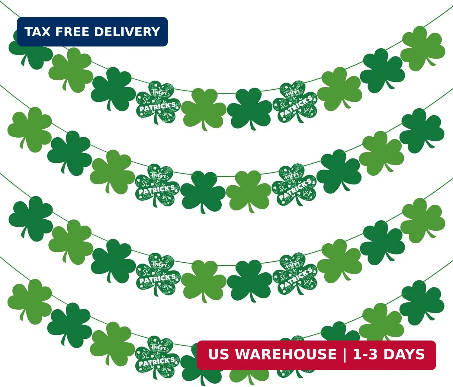 OHOME St Patricks Day Decorations – 40 Pack Shamrock Clover Banner – Shamrock De