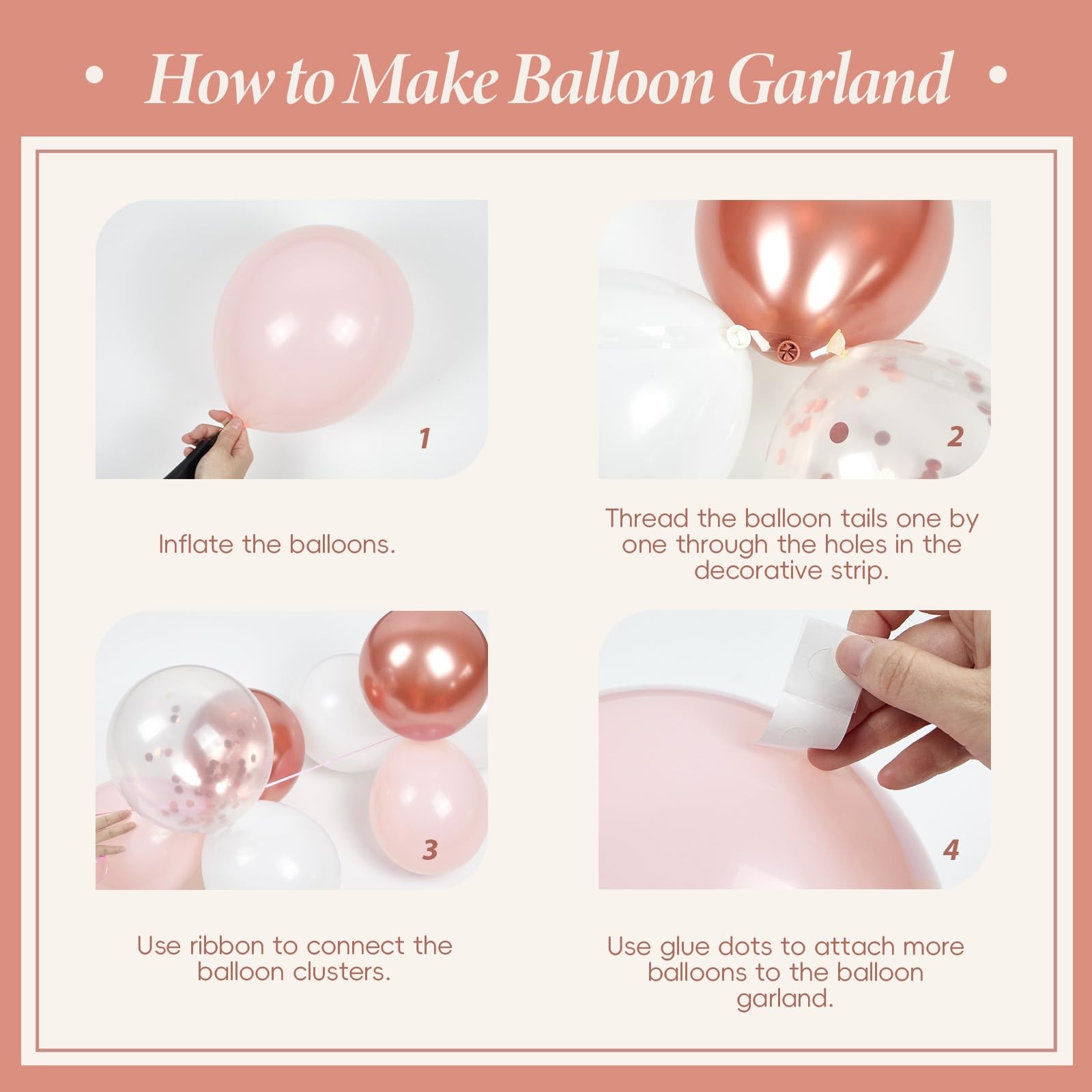 Rose Gold Birthday Decorations for Women with White Pink Rose Gold Balloons H…