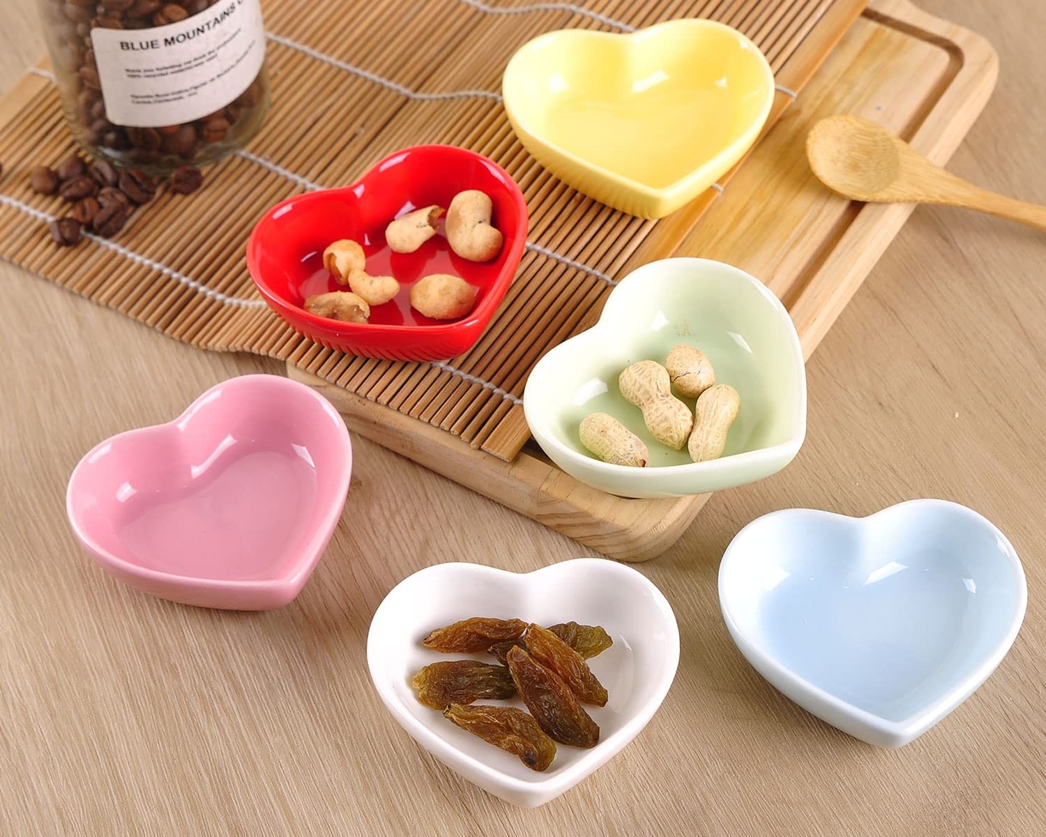 WHJY White Love Heart Shaped Ceramic Side Dish Bowl, Contemporary Porcelain Side