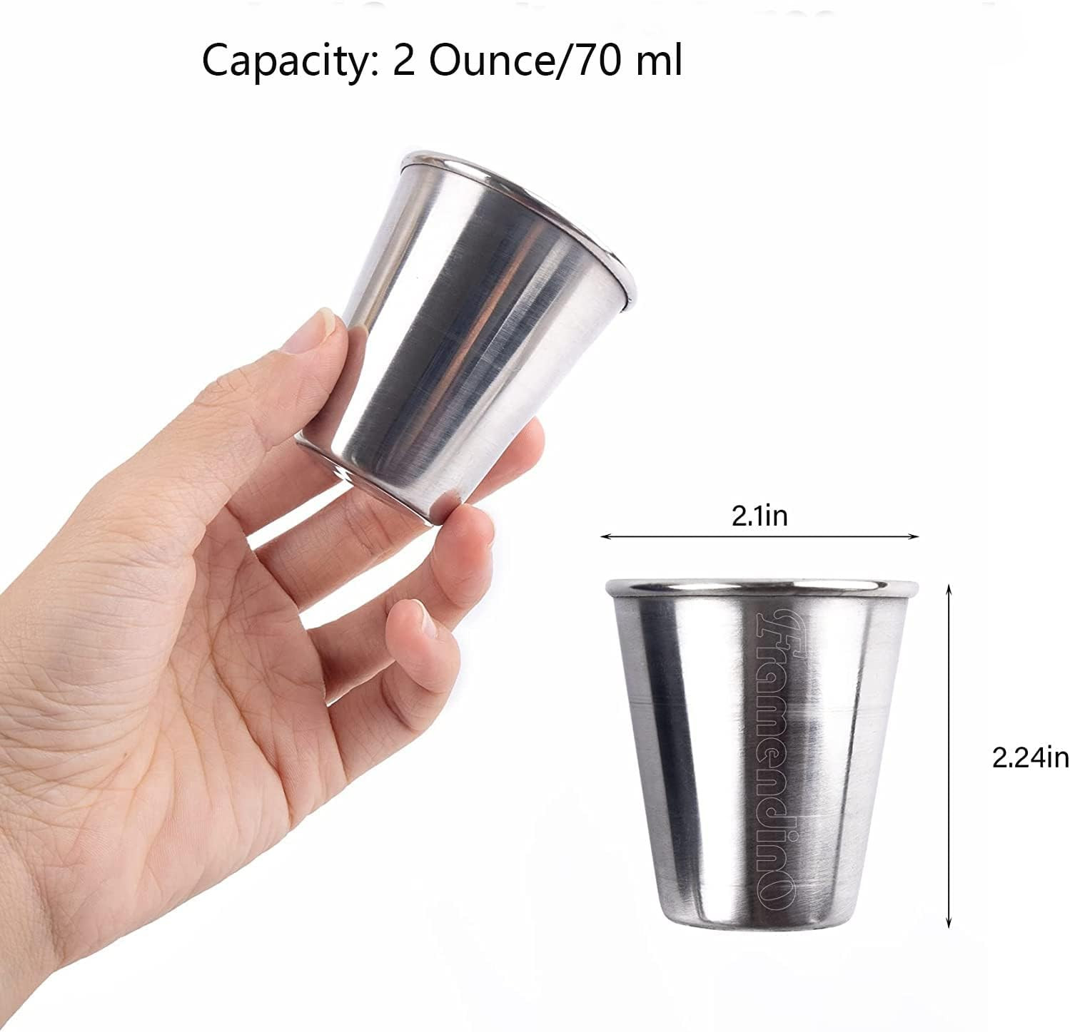, 8 Pack 2 Ounce Stainless Steel Shot Cups with Leather Carry Cases Glass Dri…