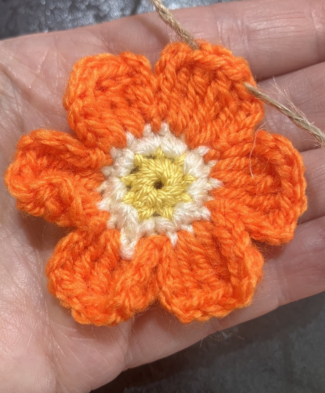 🌸NEW Hand Crochet PRETTY jute 7 Flowers Bunting Window Camper Summer 35” Gift