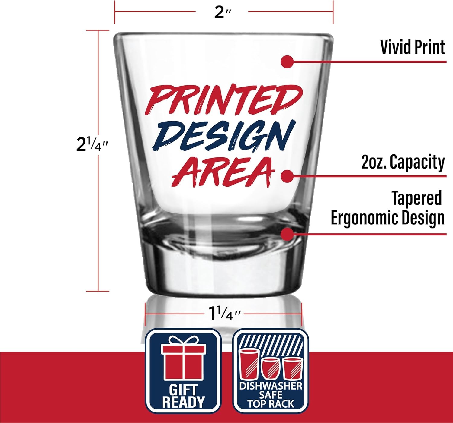 President 2oz Shot Glass Made in America & Dishwasher Safe 2.5 Ounces, Clear