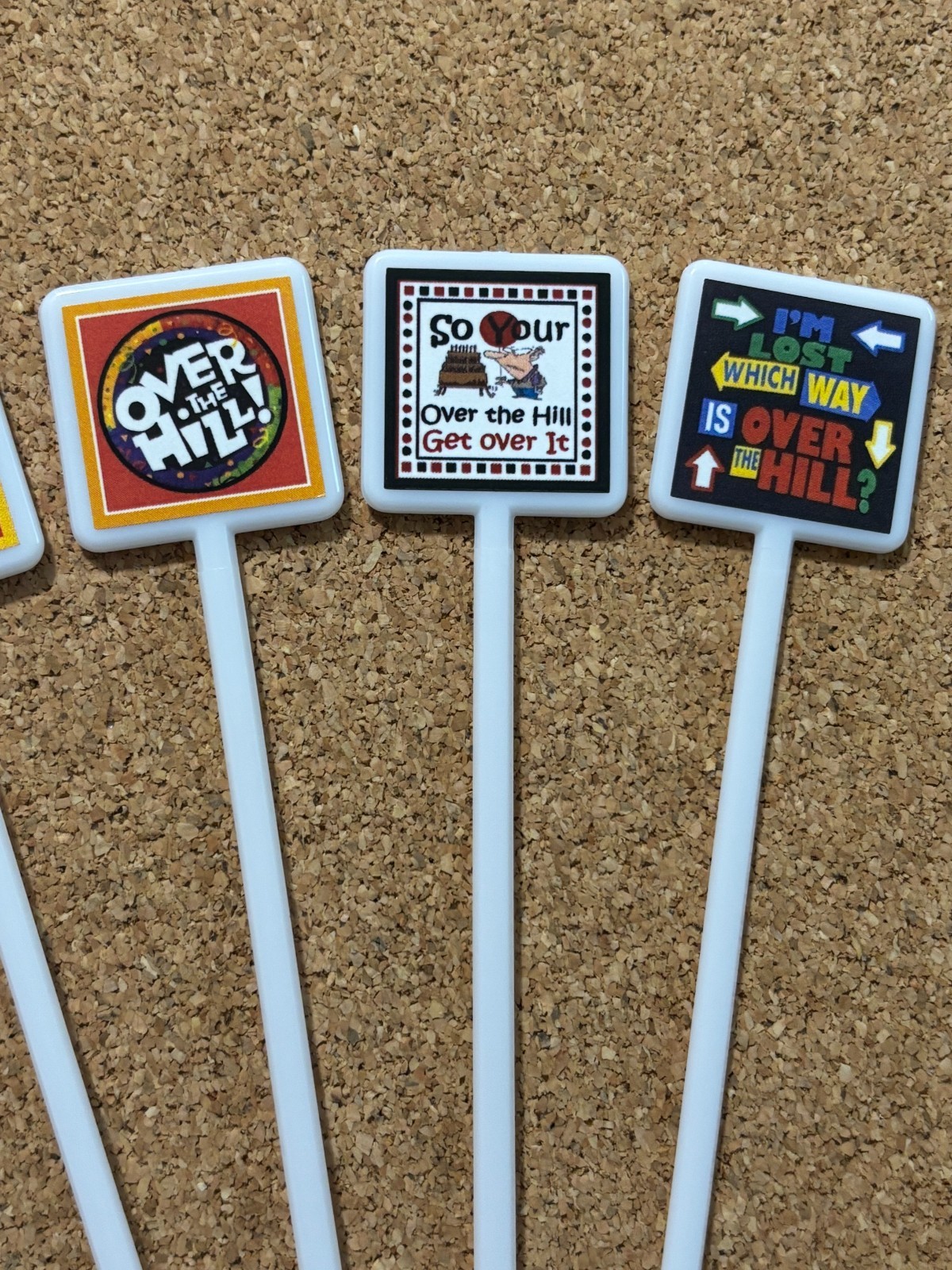 Birthday OVER THE HILL Cocktail Stirrers Gal / Guy Over The Hill Swizzle Sticks