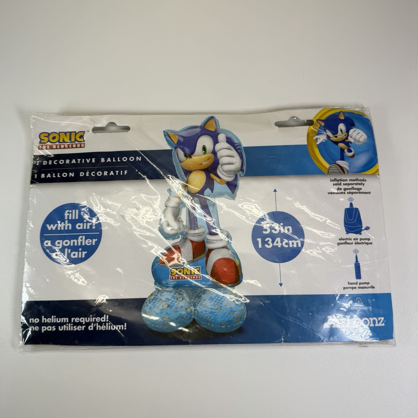 Sonic The Hedgehog 53” Balloon Air-Fill Only Airloonz Birthday Party Decoration