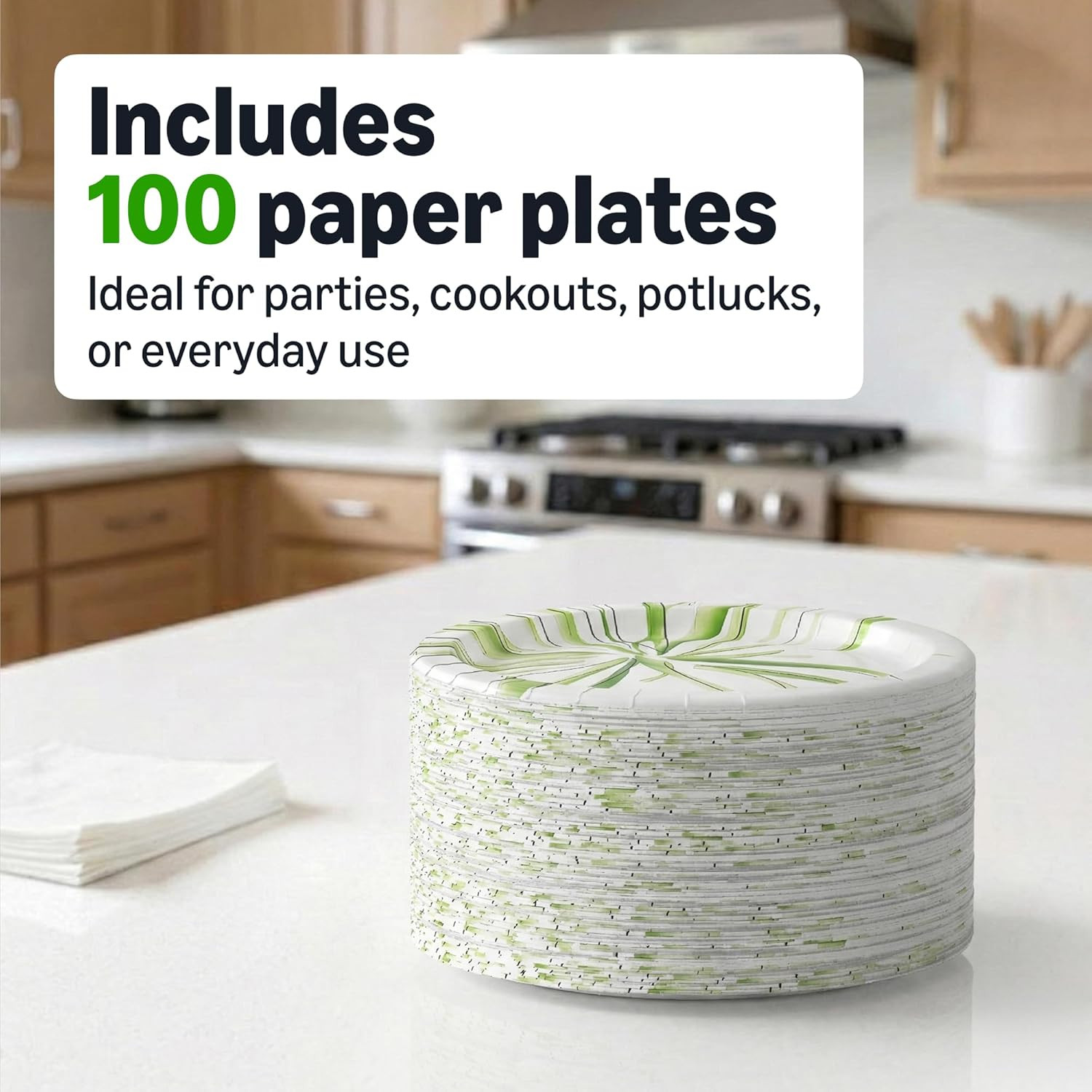 Amazon Basics 100 Disposable Paper Plates 8.62″ Durable Everyday Use Value Pack