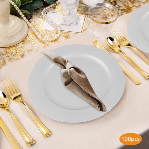 Charger Plates Set, Round Charger Plates, Charger Plate for Wedding Party Silver