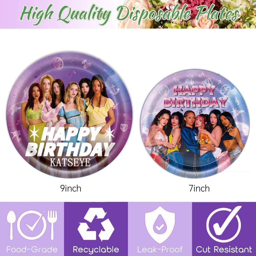 Girls Katseye Birthday Party Supply Plates Napkins Honeycomb Decor Cake Toppers