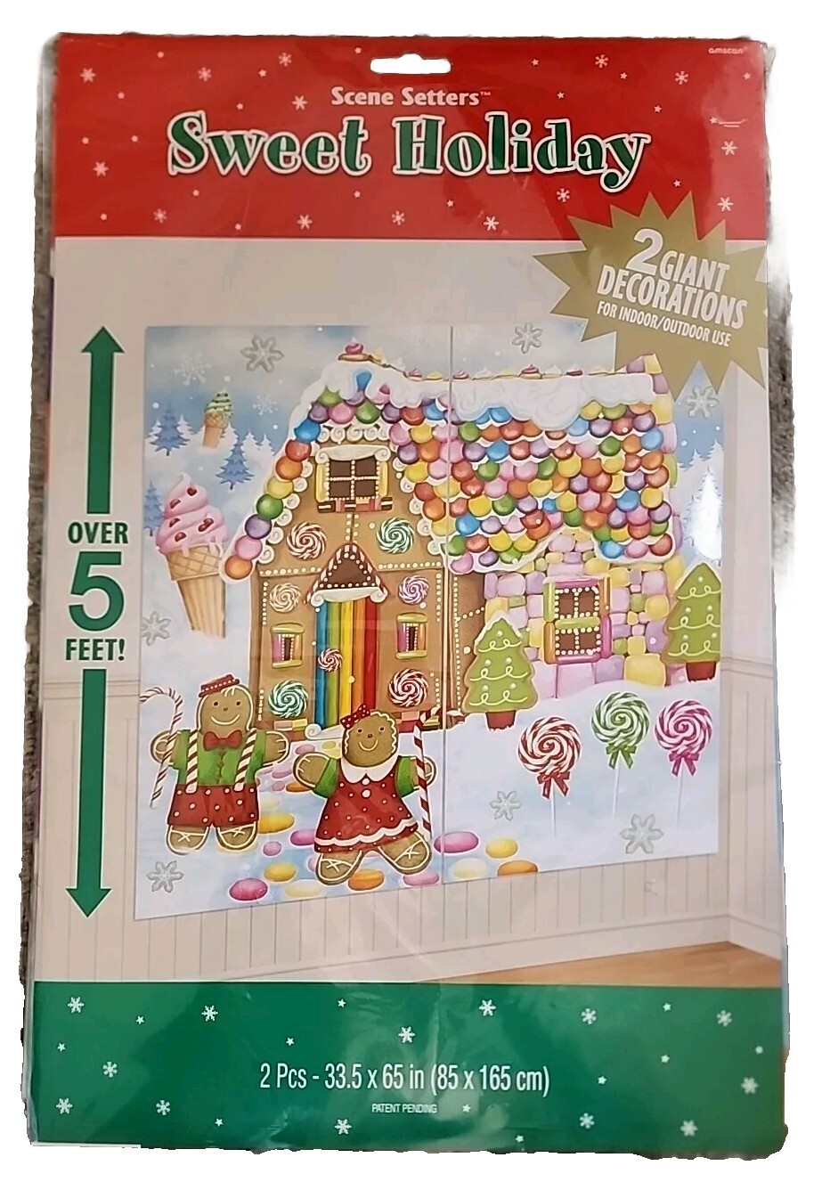 Gingerbread Candy House Wall Scene Setter Christmas Party Decorations 5 Ft Tall