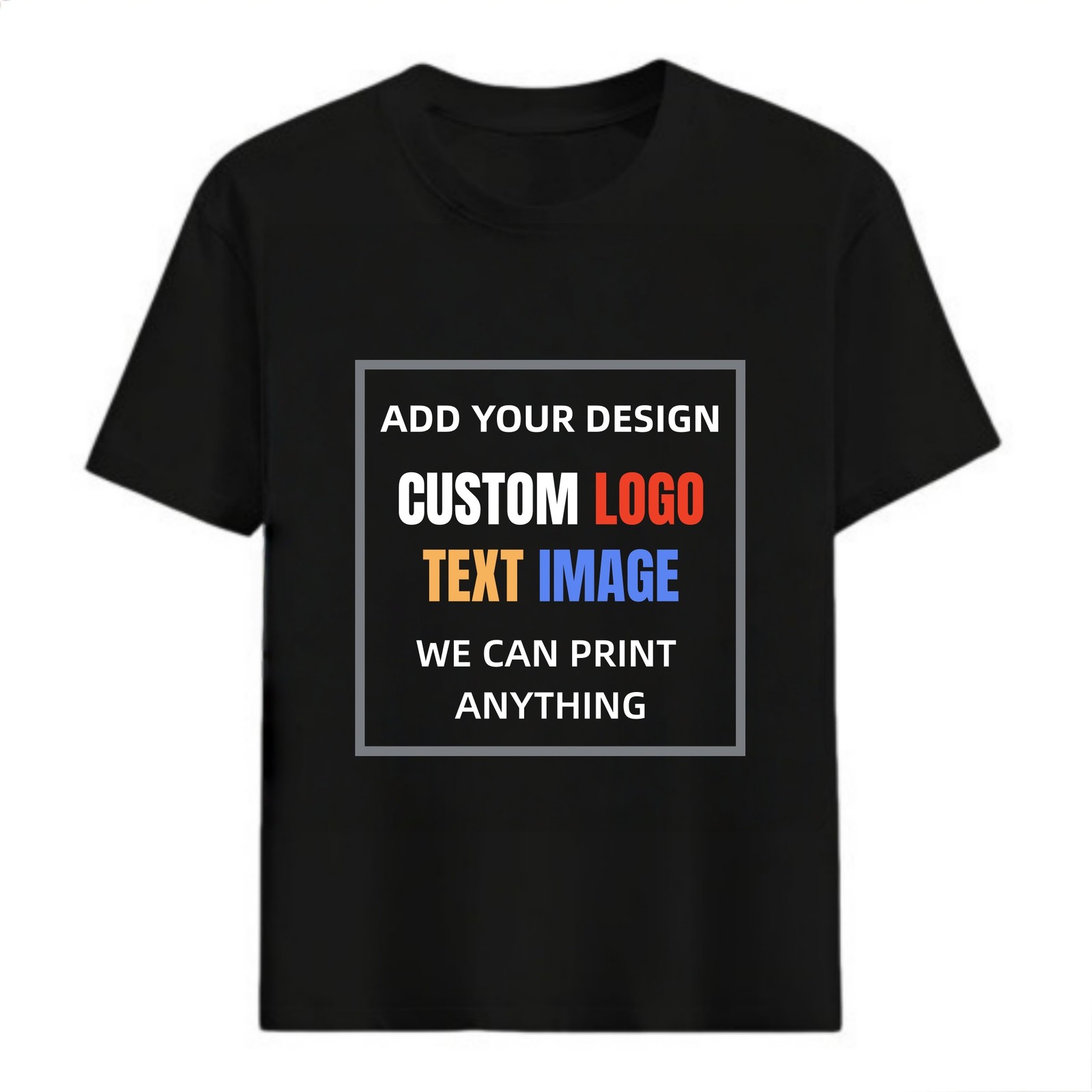 Hollowmark Custom Minimal Front Print Tee Black White S-5XL Casual Dark Shirt