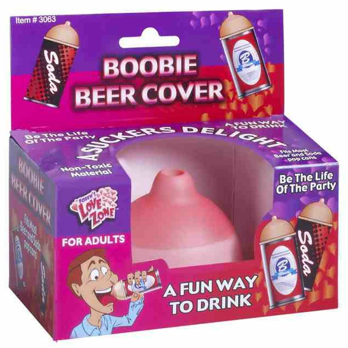Funny BOOBIE BEER COVER Soda Can Top Rubber Nipple Joke Boob Bachelor Party Gag