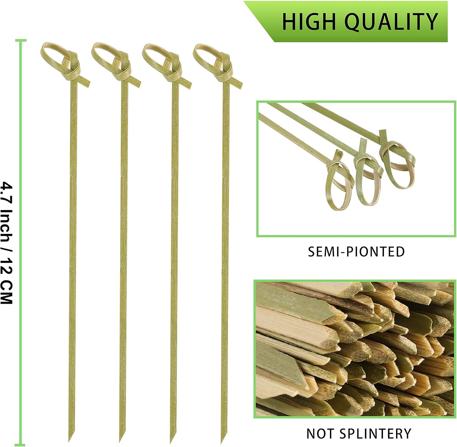 200 PCS Cocktail Picks, 4.7 Inch Toothpicks for Appetizers, Natural Bamboo Knot
