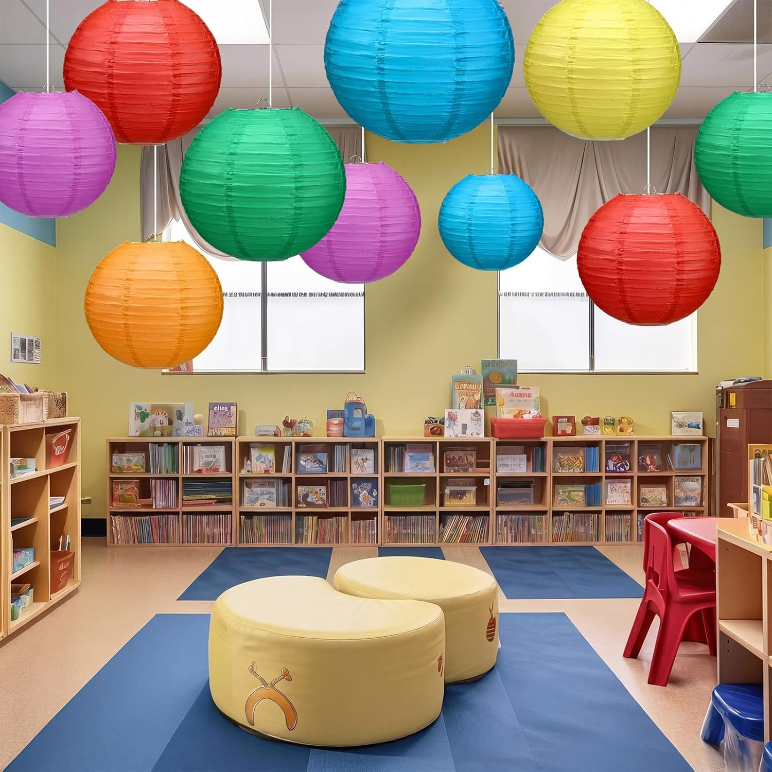 12 Pcs 10 Inch Hanging Paper Lanterns Party Decorations Colorful Rainbow Classro