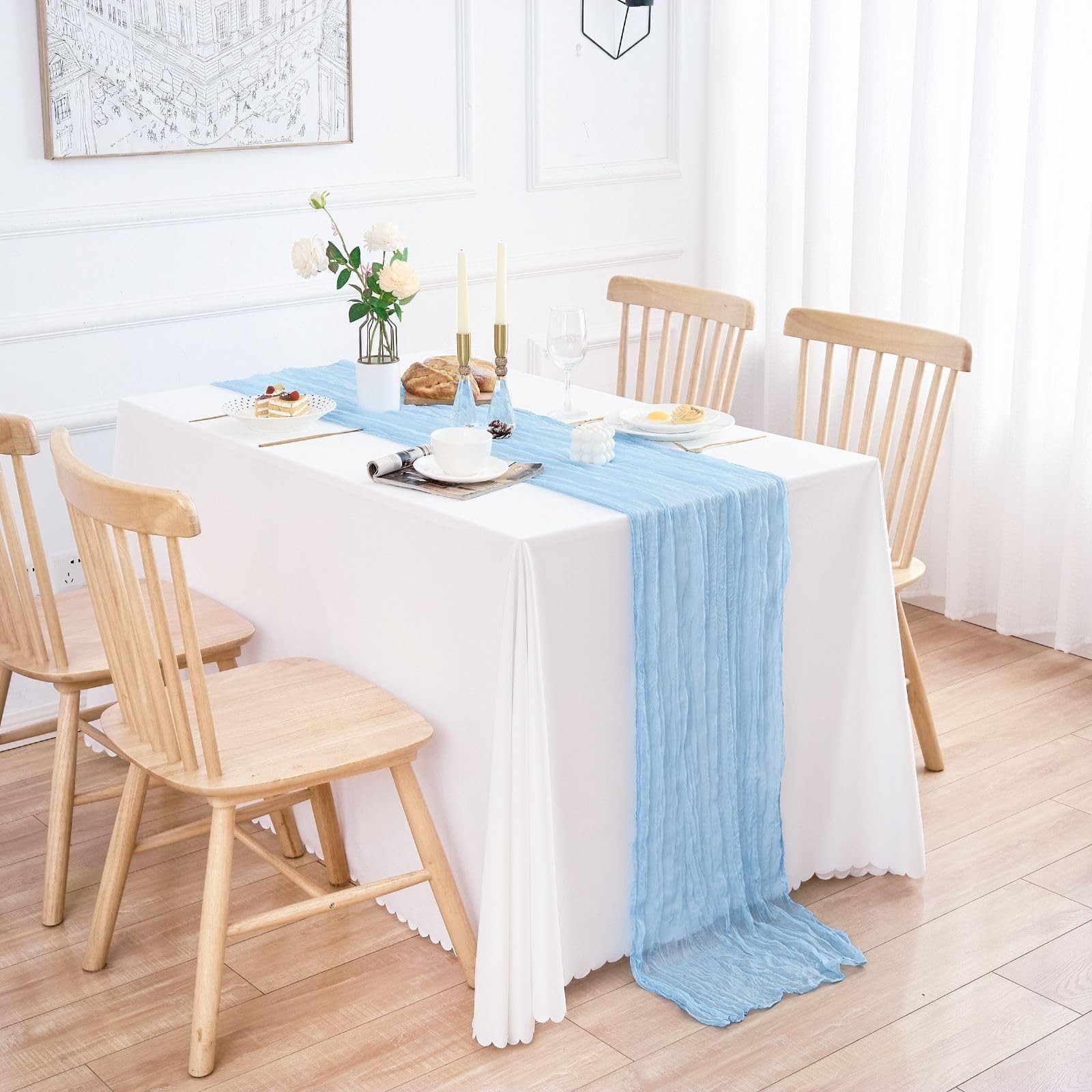 10 Pack Baby Blue Table Runner 21×120 Inch Light Blue Cheesecloth Table Runner 1