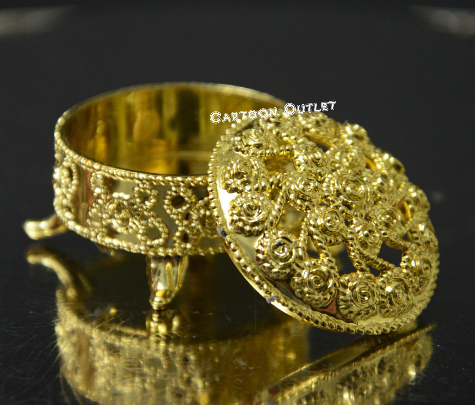 12 GOLD PLASTIC WEDDING FAVOR TRINKET BOX CANDY CONTAINER TABLE DECORATION ORO