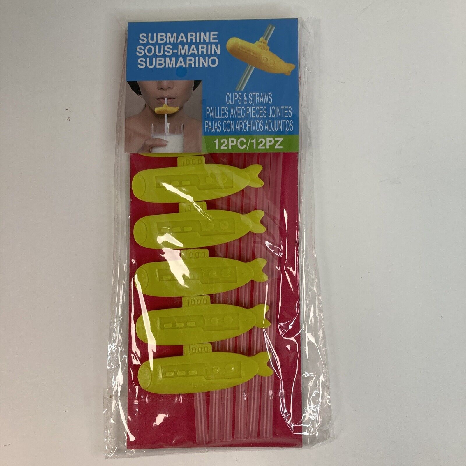 Submarine Straws Package of 12 Pcs Party Favors Event Birthday Reusable Clips