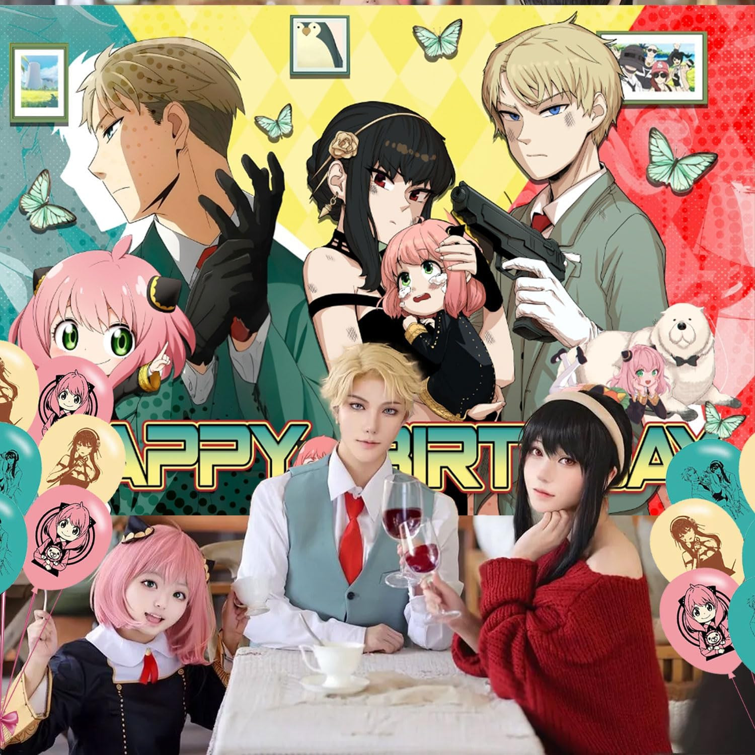 Spy Family Birthday Party Decoration,Anime Party Photo Background 5 X 3 FT and 1