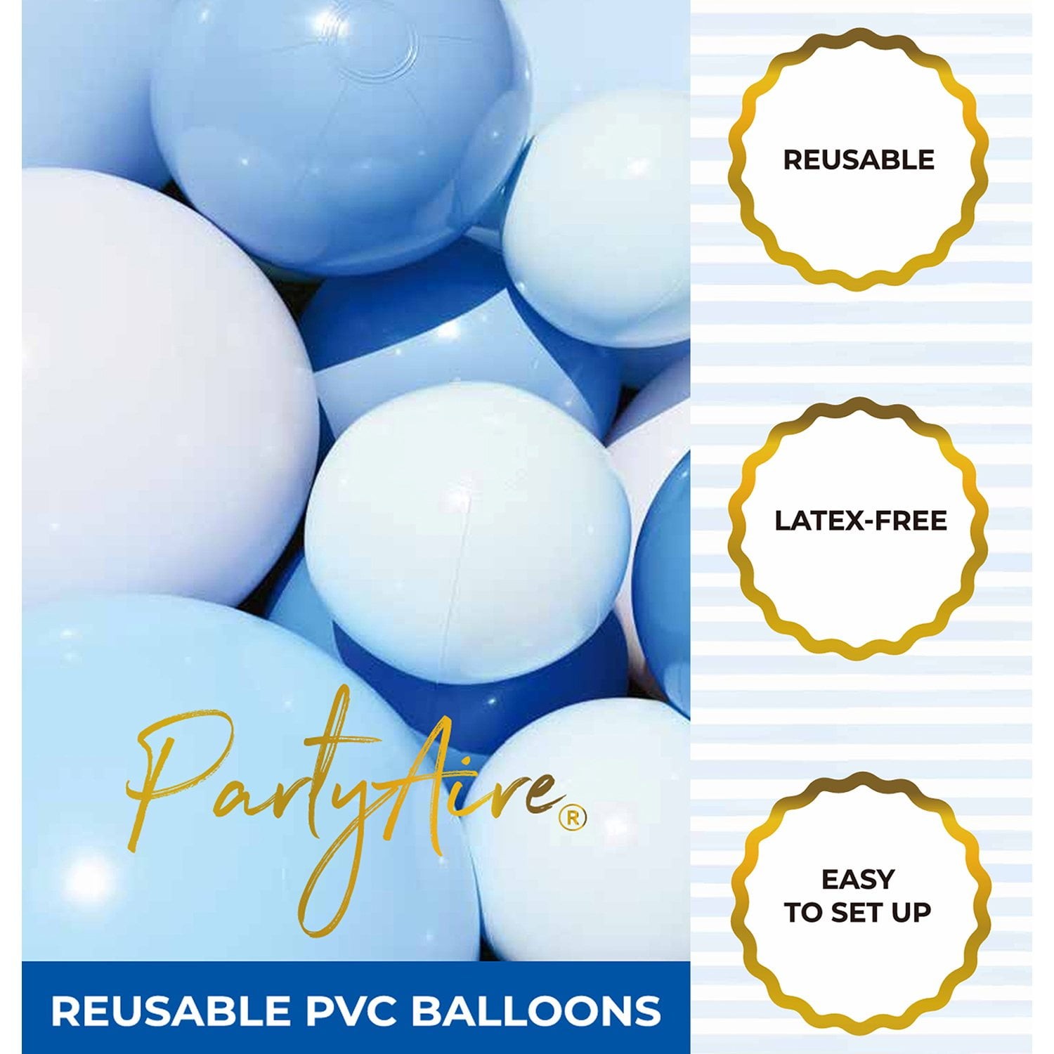 PartyAire 18′ Reusable PVC Balloon Arch, 28 pc. Blues SAMEDAYSHIP!!