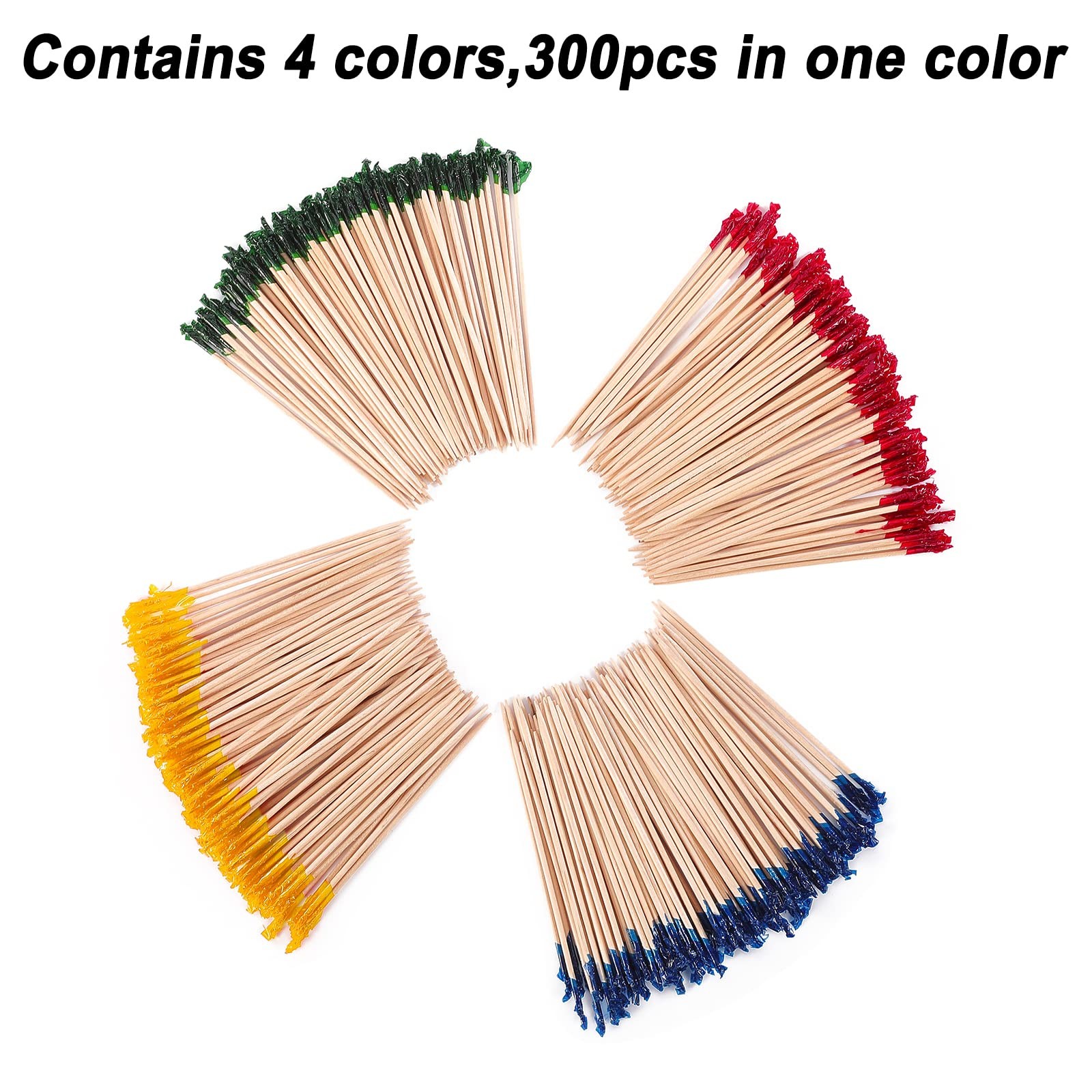 4 Inch Wood Frill Picks Toothpicks,1200 Pcs Cocktail 1200