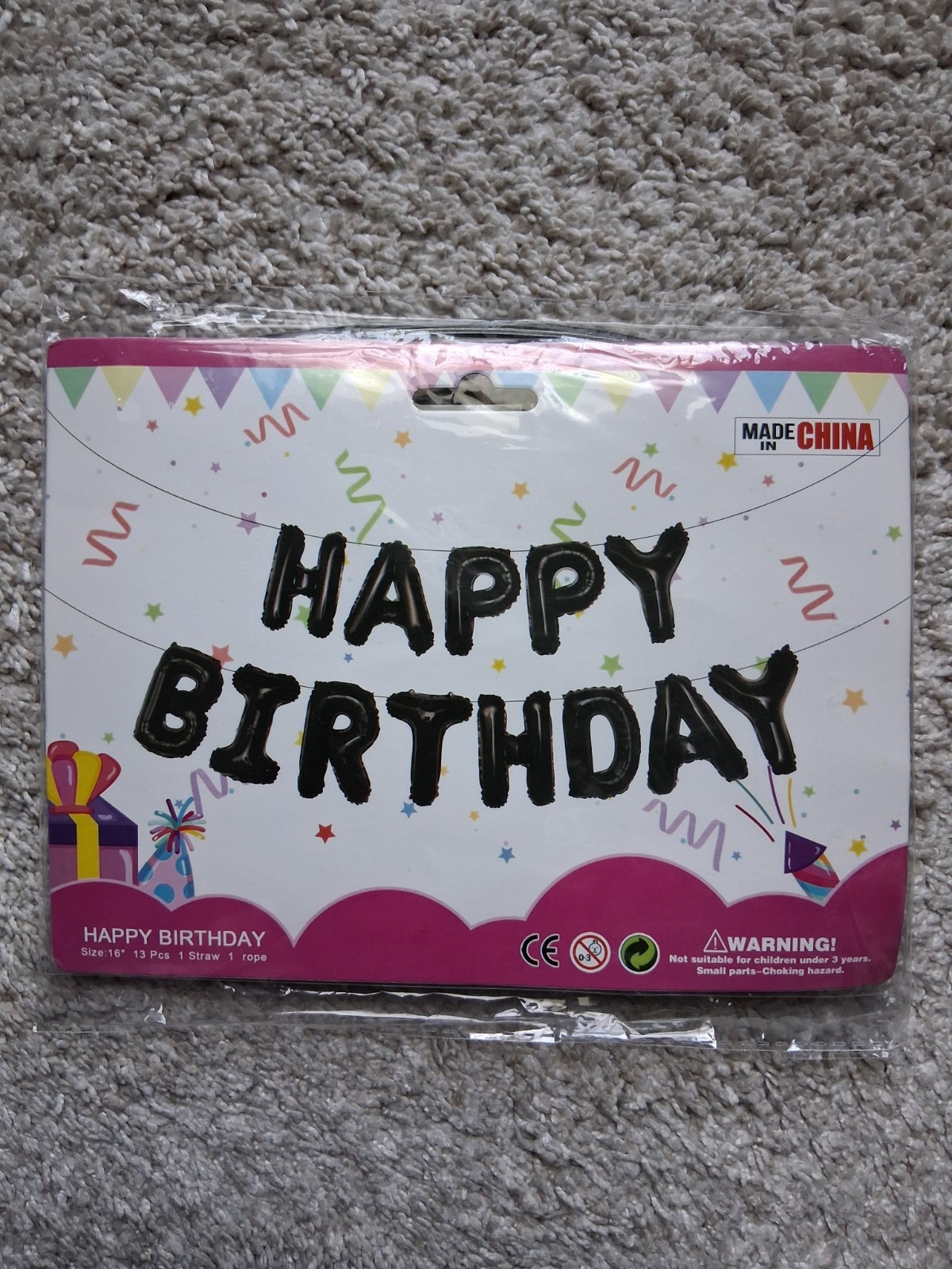 Happy Birthday Balloon Banner with Self Inflating Decorative Letter Balloons