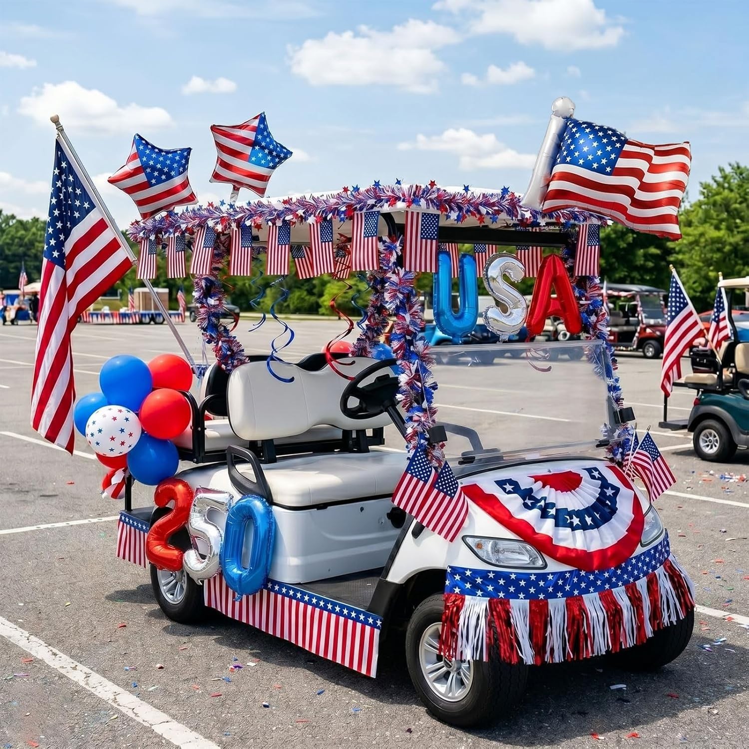 4th of July Golf Cart Decorations Kit, 250th Anniversary USA Patriotic Parade De