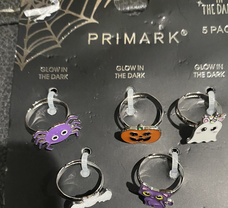 2 Packs Halloween Pumpkin, Spider Rings Glow in the Dark, 5 Per Pack