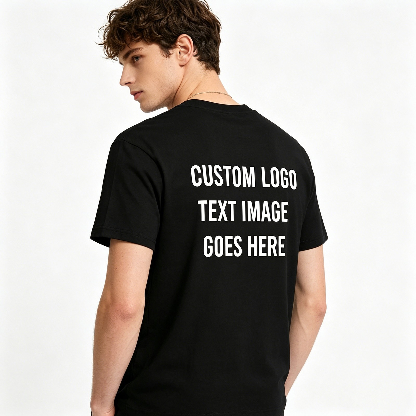 Hollowmark Custom Dark Back Print Tee Black White S-5XL Monochrome Shirt