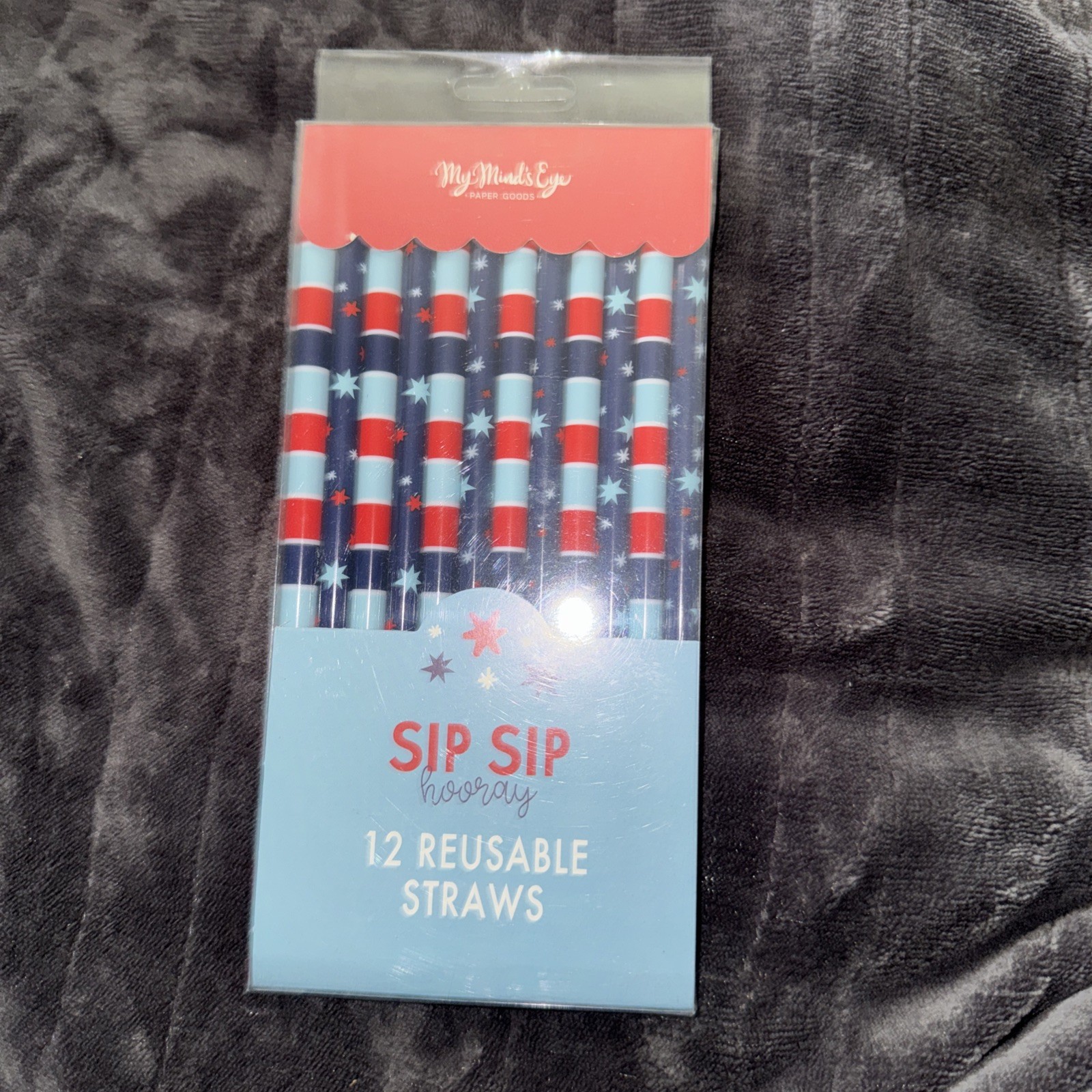 12 Pk Reusable Straws Patriotic Sip Sip Hooray By My Minds Eye Paper Goods