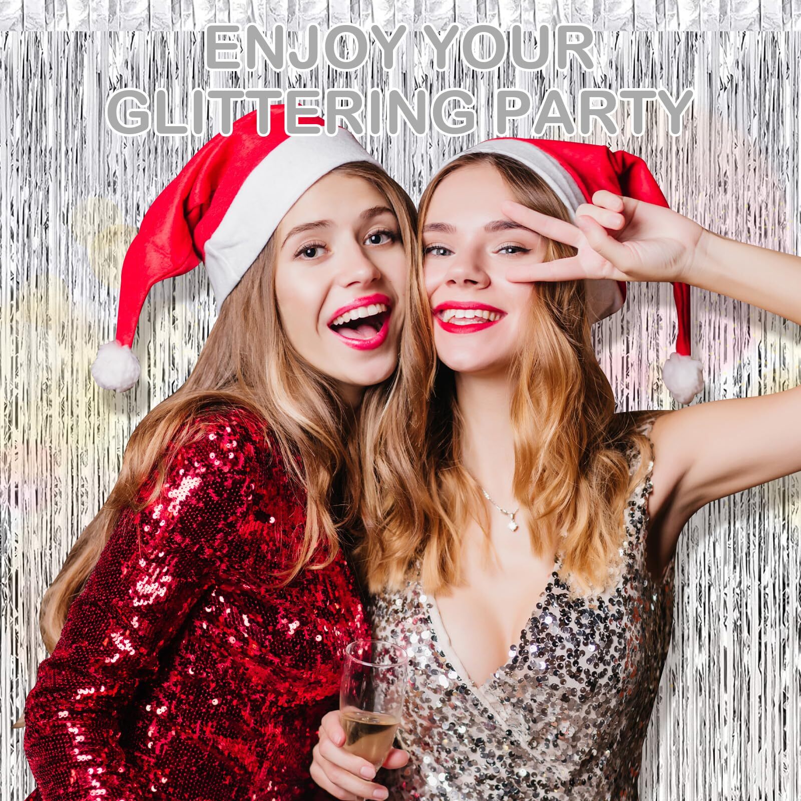 30 Pack Silver Foil Fringe Curtains Photo Booth Backdrop Party 3.3×8.2 Feet