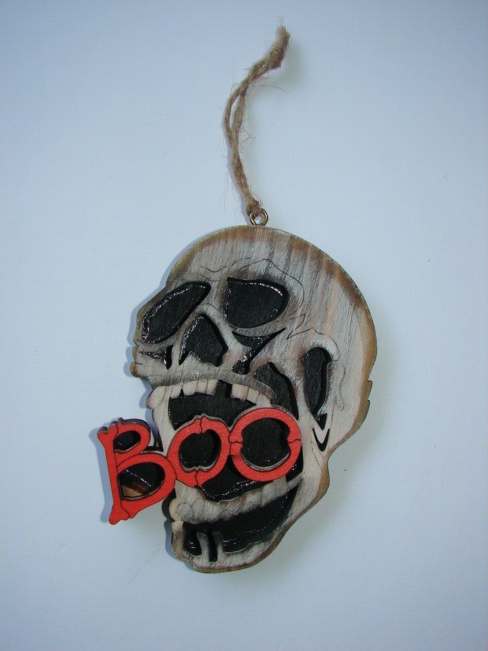 Halloween SCARY 5″ Wooden Mouth Skull Skeleton Ornaments Horror Decoration BOO!