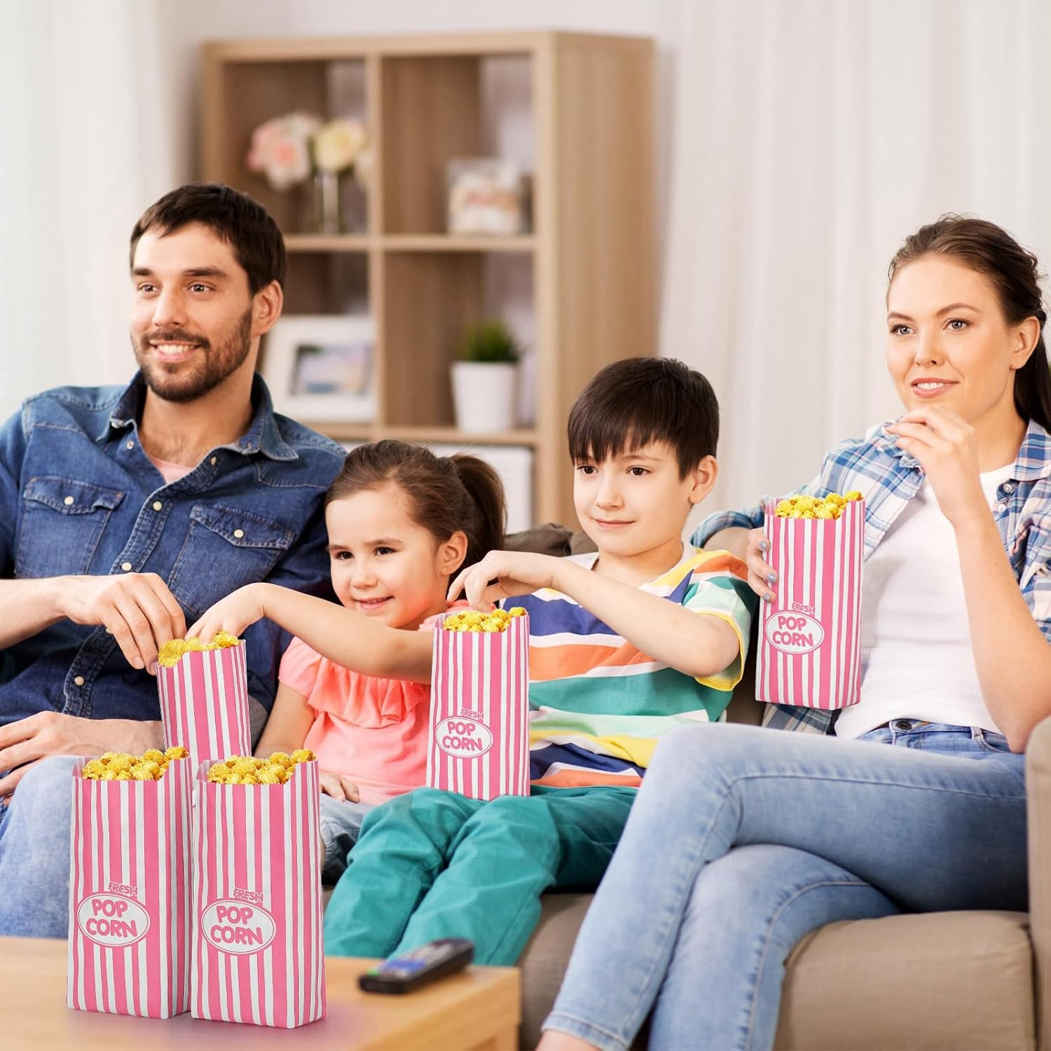 Sherr 1000 Pcs 2Oz Popcorn Bags Bulk Pink Retro Stripes Disposable Popcorn Bags