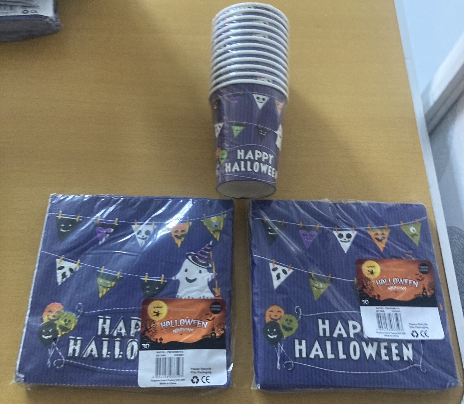 ICELAND LIMITED EDITION HALLOWEEN BLUE SPOOKY GHOST PARTY CUPS & 2 X NAPKINS NEW