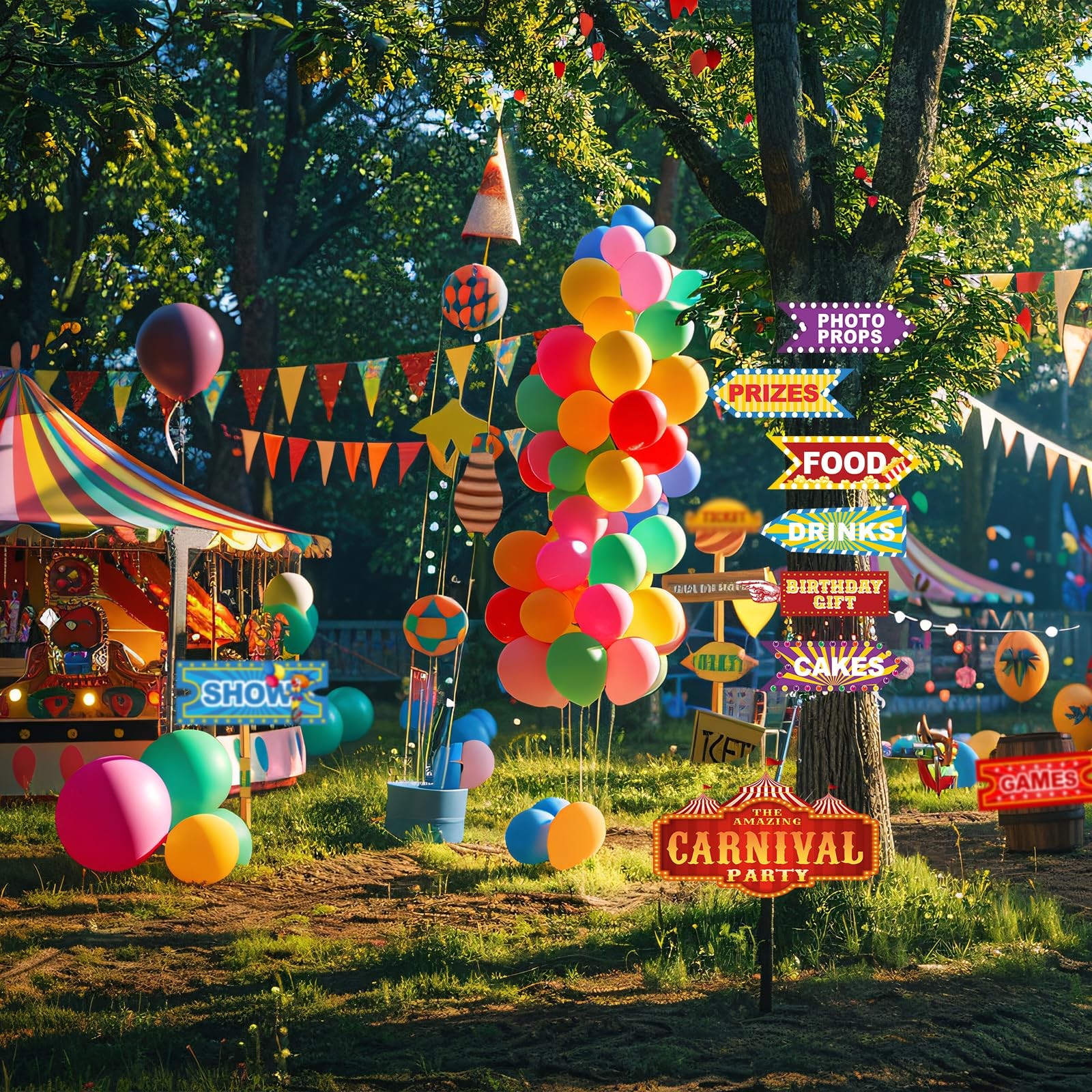 30 Pieces Circus Carnival Party Decoration Directional Signs Decor Theme