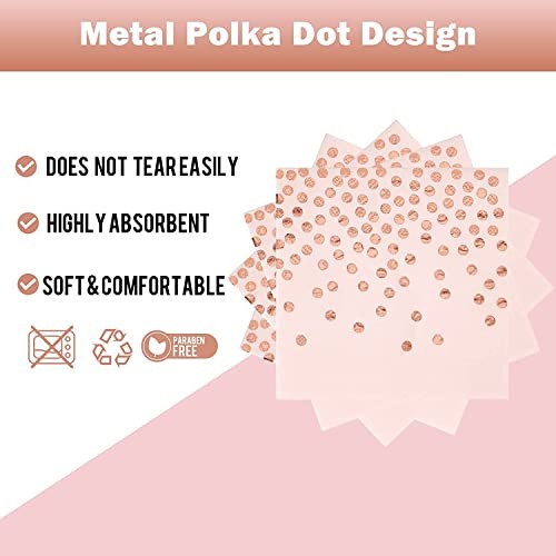 Pink and Rose Gold Paper Plates-50 Pack- 25 * 7inch Modern-50PCS Pink Rose Gold