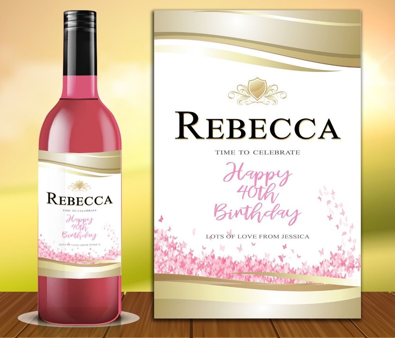 PERSONALISED ROSE BOTTLE LABEL WINE PROSECCO BIRTHDAY HEN DO ANY OCCASION