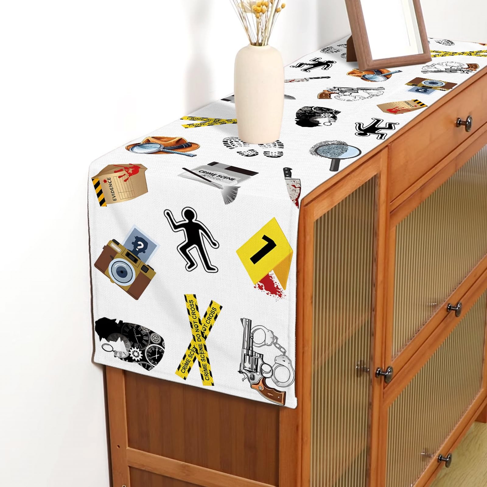 Buxiuer Detective Party Table Runner Spy Murder Mystery Theme Birthday Party Dec