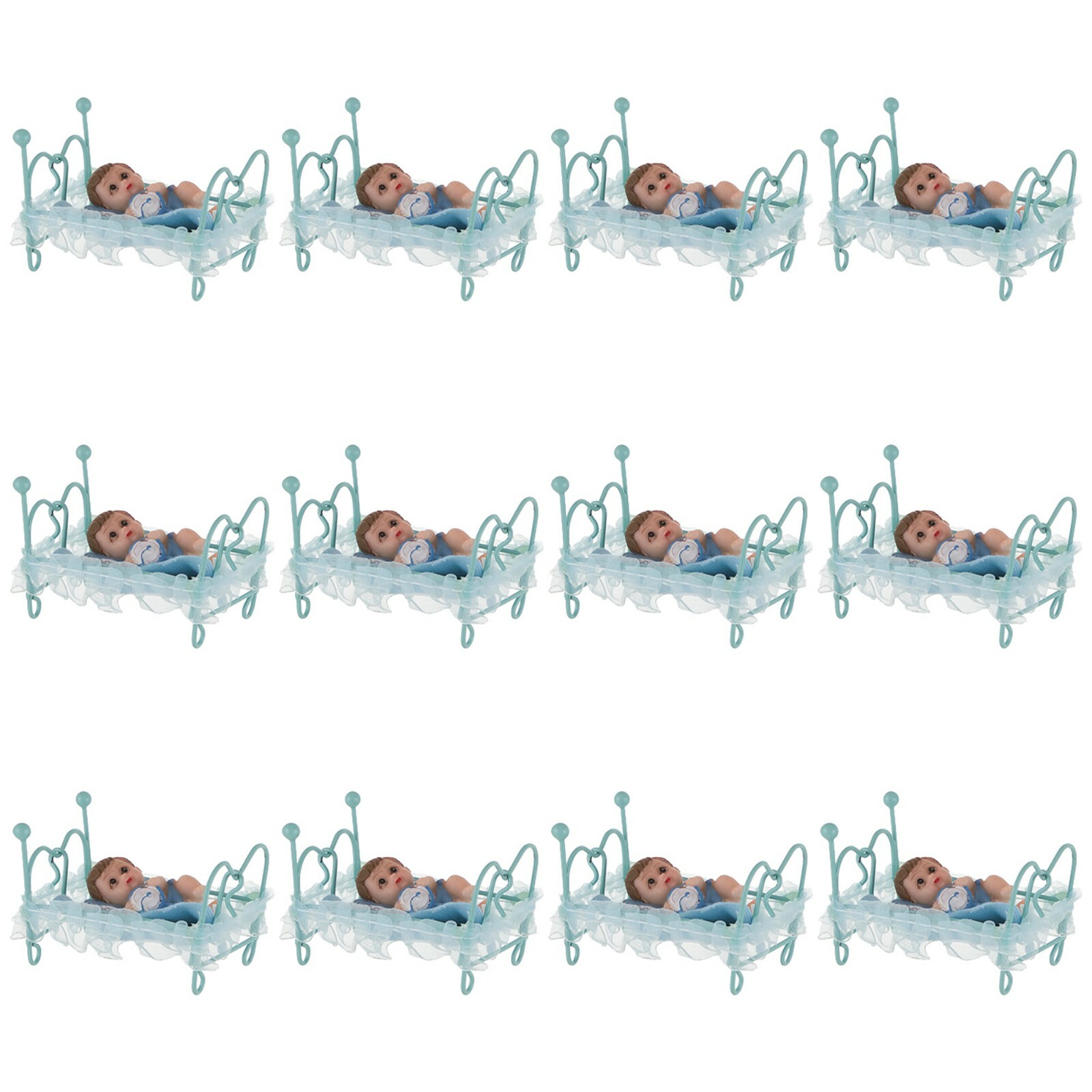 Mega Favors – Baby Boy Laying on Frame Bed Poly Resin – Blue, 12PCS