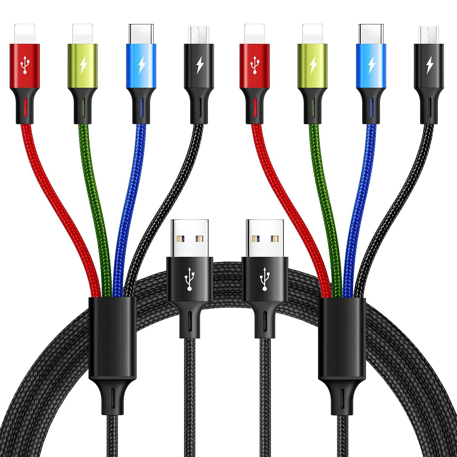 Multi Charging Cable 3.5A Multiple Charger Cable Braided 4 in 1 Multi USB Cable