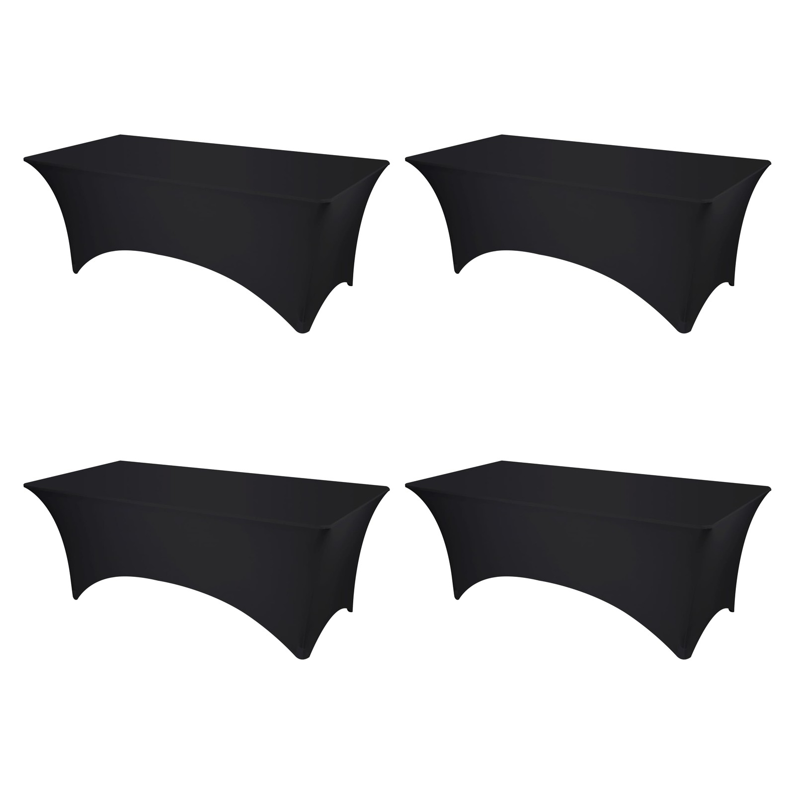 BRILLMAX 4 Pack Black Spandex Table Covers for 8 Ft Rectangle Tables – 180 GSM T