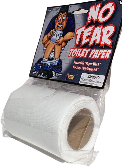FAKE TOILET PAPER ROLL No Tear Non Rip Joke Prank Gag Gift Funny Bathroom Humor