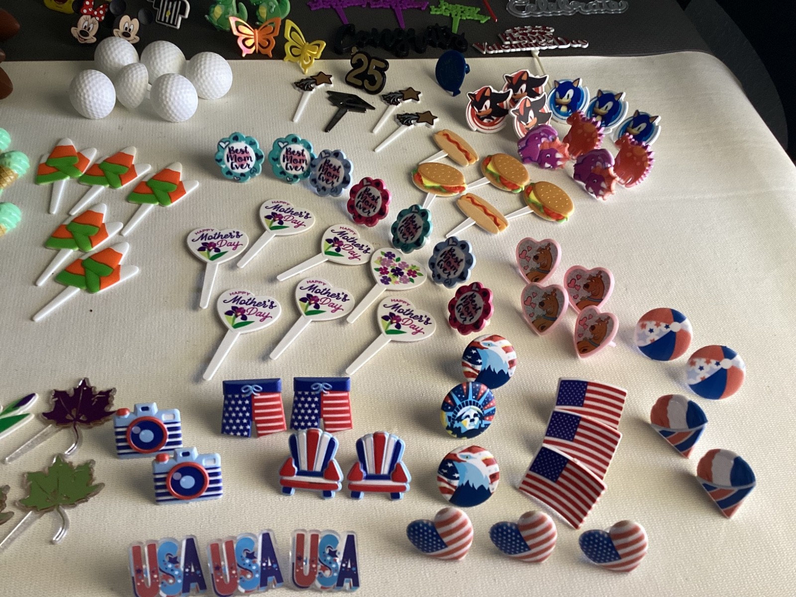 Mixed large Lot 194 various cake cupcake toppers rings picks decorations