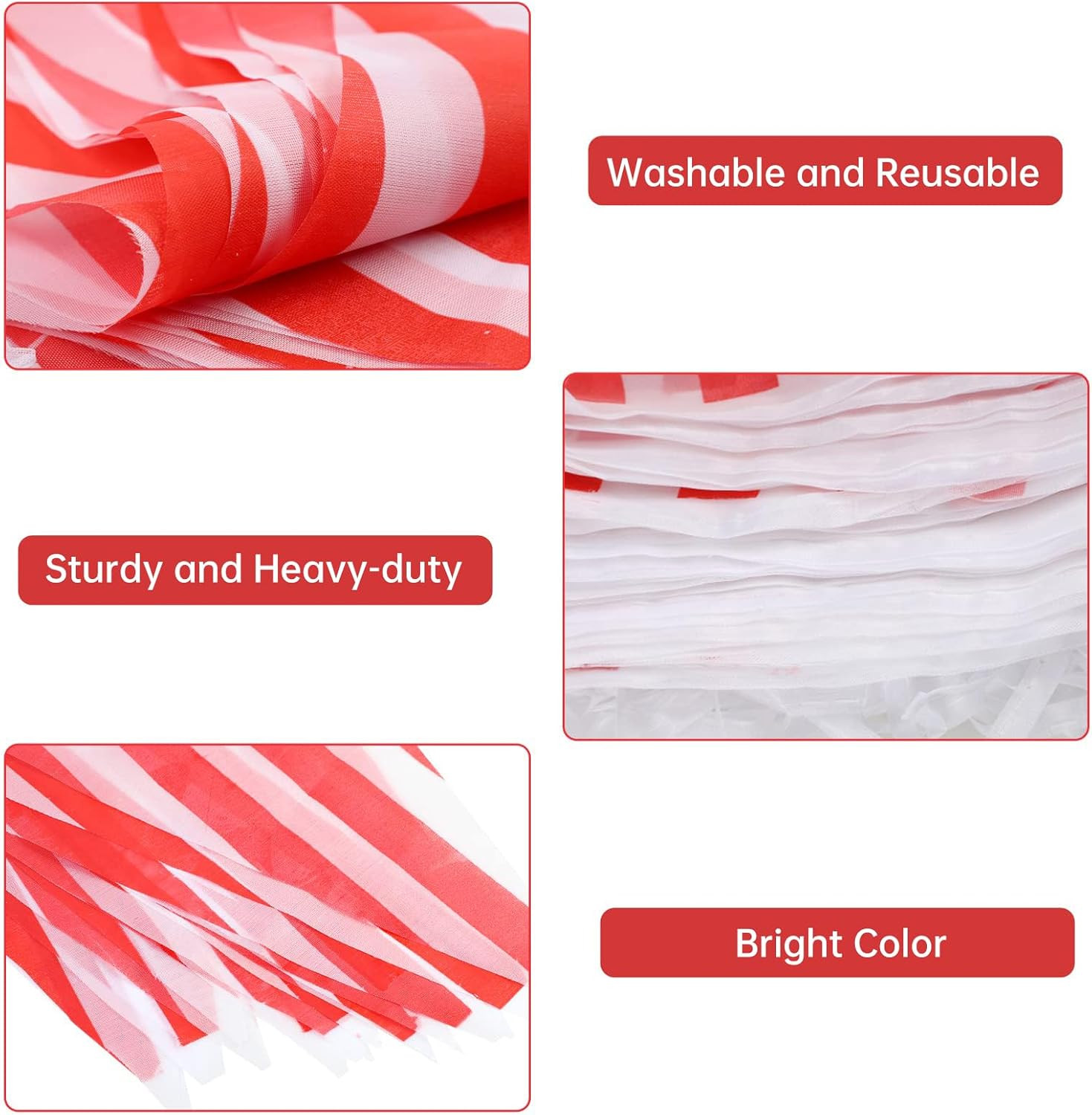 170Ft 120Pcs Red and White Striped Pennant Banner, Carnival Circus Decorations S