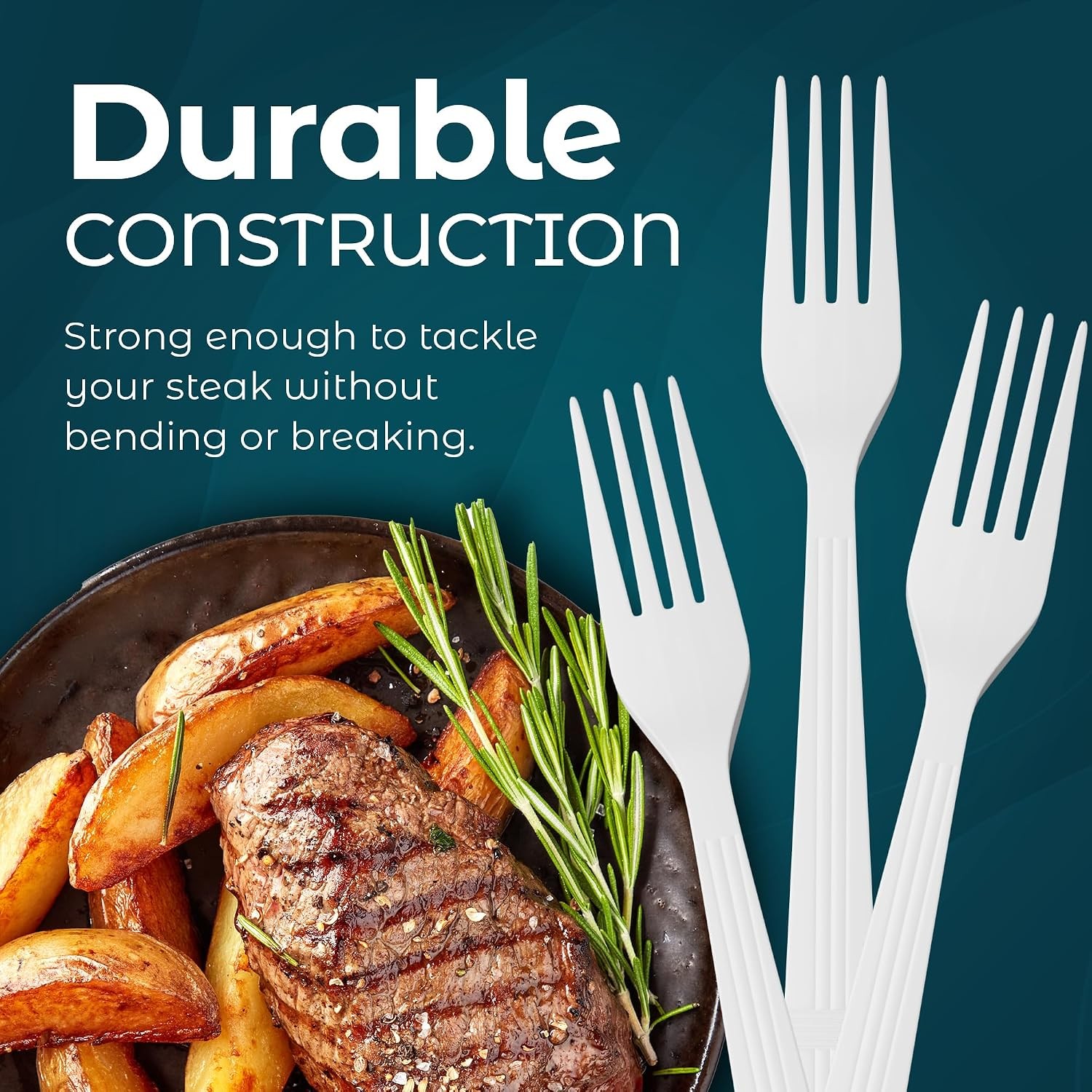 500 Count Heavyweight Disposable White Plastic Forks Party Pack Fork Set