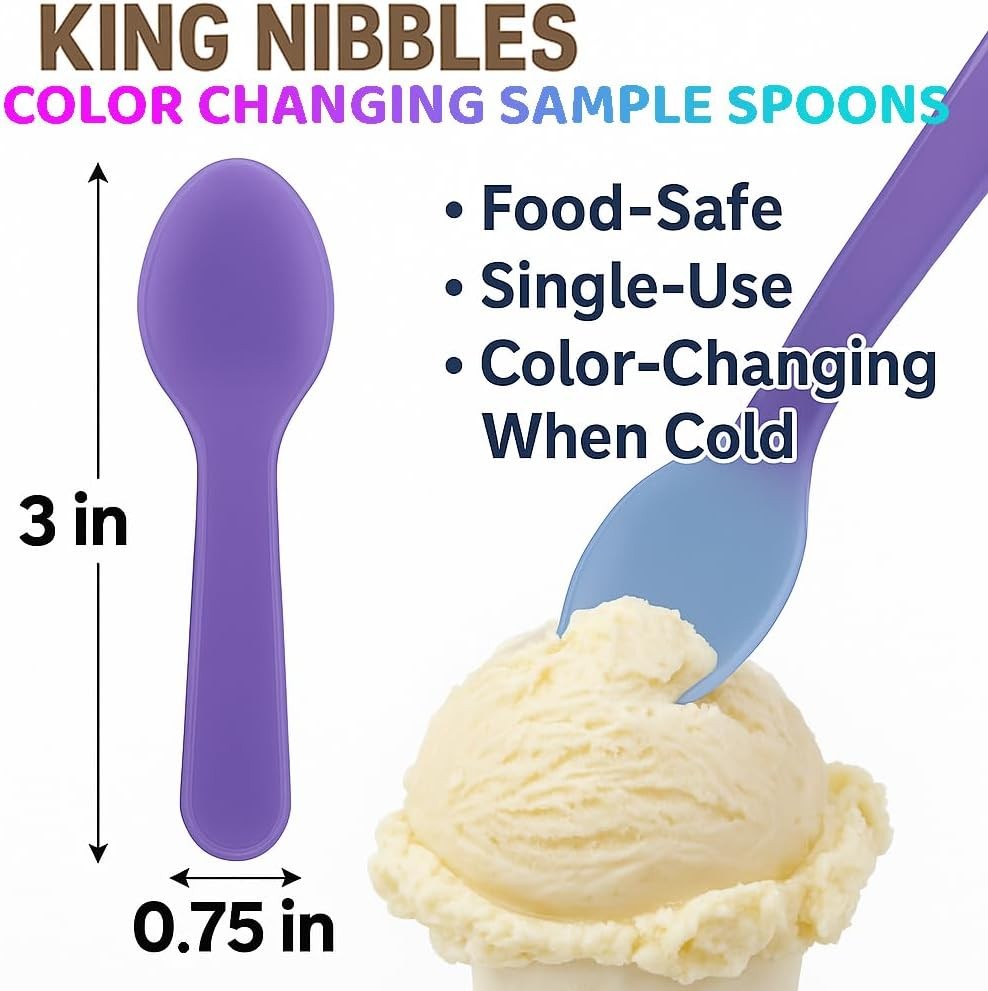 100 Color Changing Sample Spoons for Tasting Mini Plastic Disposable Small Spoon