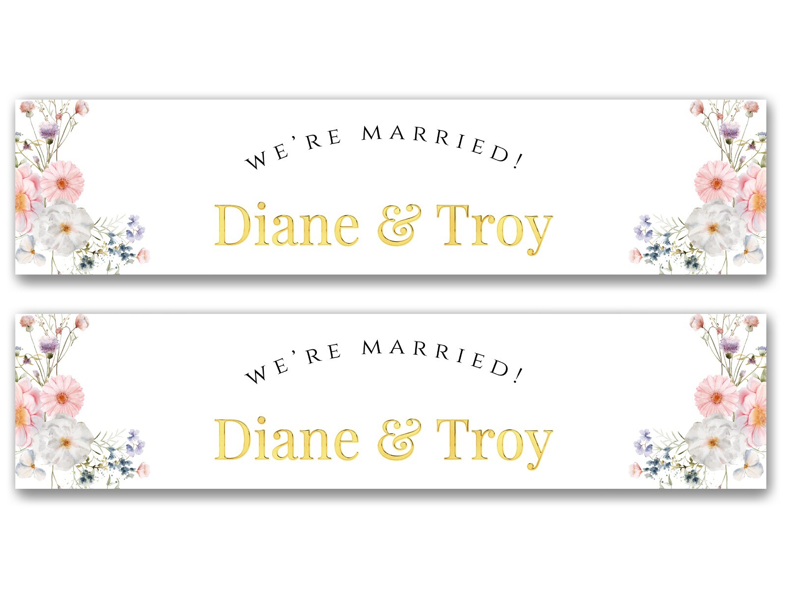 2 x Personalised Wedding Banners – Any Name, Age and Occasion
